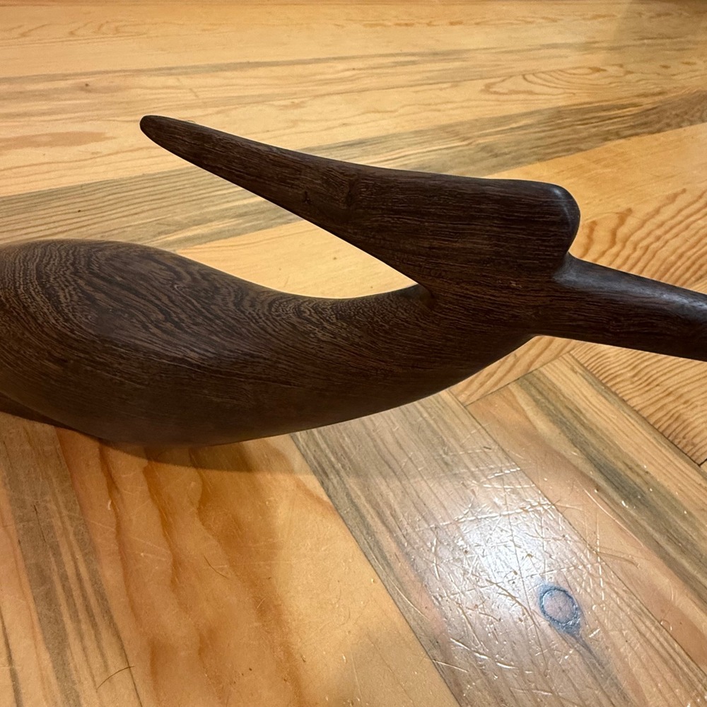 Vintage 70s Wooden Mid Century Modern Decor Folk Art Bird Carving Sculpture - Picture 10 of 13